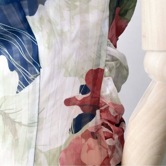 NWT Elliatt Odeon Draped Collar Mini Dress Navy Floral Multi - Picture 7 of 9